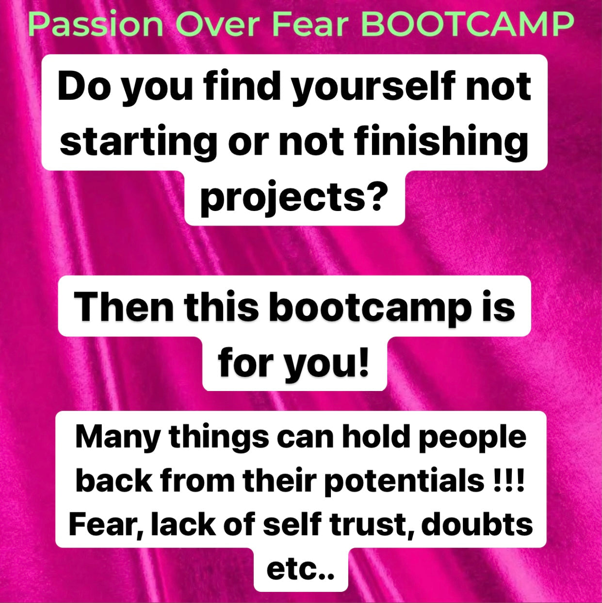 Passion Over Fear Bootcamp