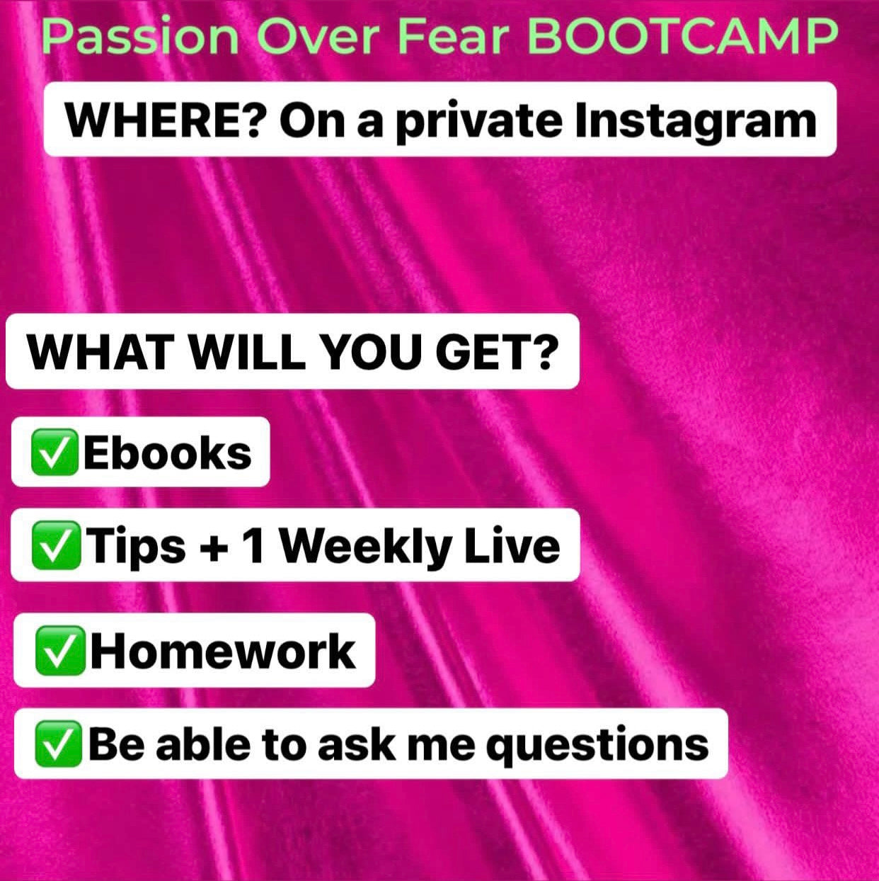 Passion Over Fear Bootcamp